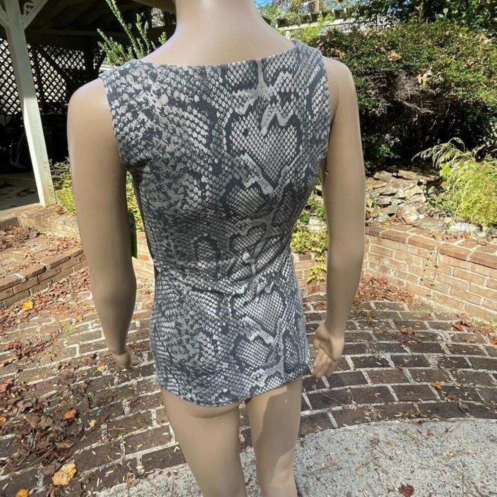 Zara Tank Top Womens Small Gray‎ Snakeskin Print Sleeveless Scoop Neck Basic - Picture 7 of 13